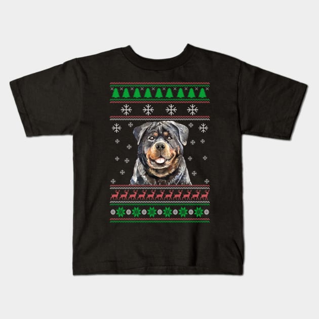 Cute Rottweiler Dog Lover Ugly Christmas Sweater For Women And Men Funny Gifts Kids T-Shirt by uglygiftideas